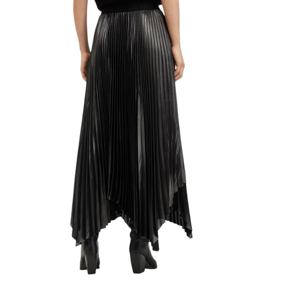 All Saints Phia Pleated Skirt Assymetrical Handkerchief Hem in Metallic Gray - Picture 5 of 11